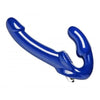 10 inch blue vibrating strapless strap on for couples - peaches and screams