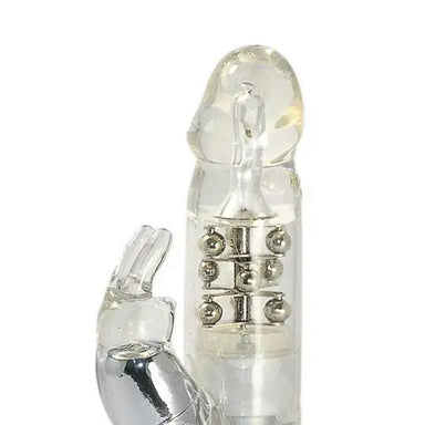 10-inch Silver Rabbit Vibrator With Metal Beads And 7-settings - Peaches and Screams