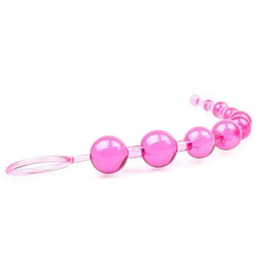 11.75 - inch Jelly Pink Bendable Large Anal Beads With Finger Loop - Peaches and Screams