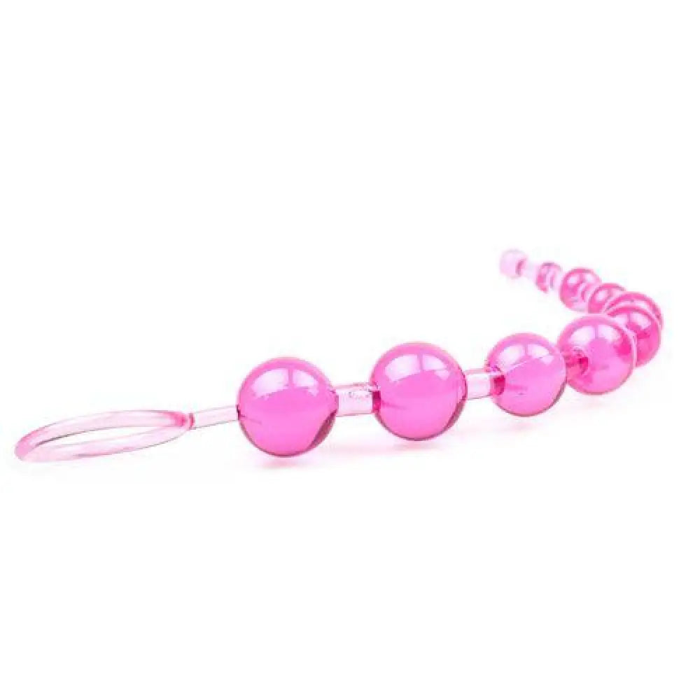11.75 inch jelly pink bendable large anal beads with loop - peaches and screams