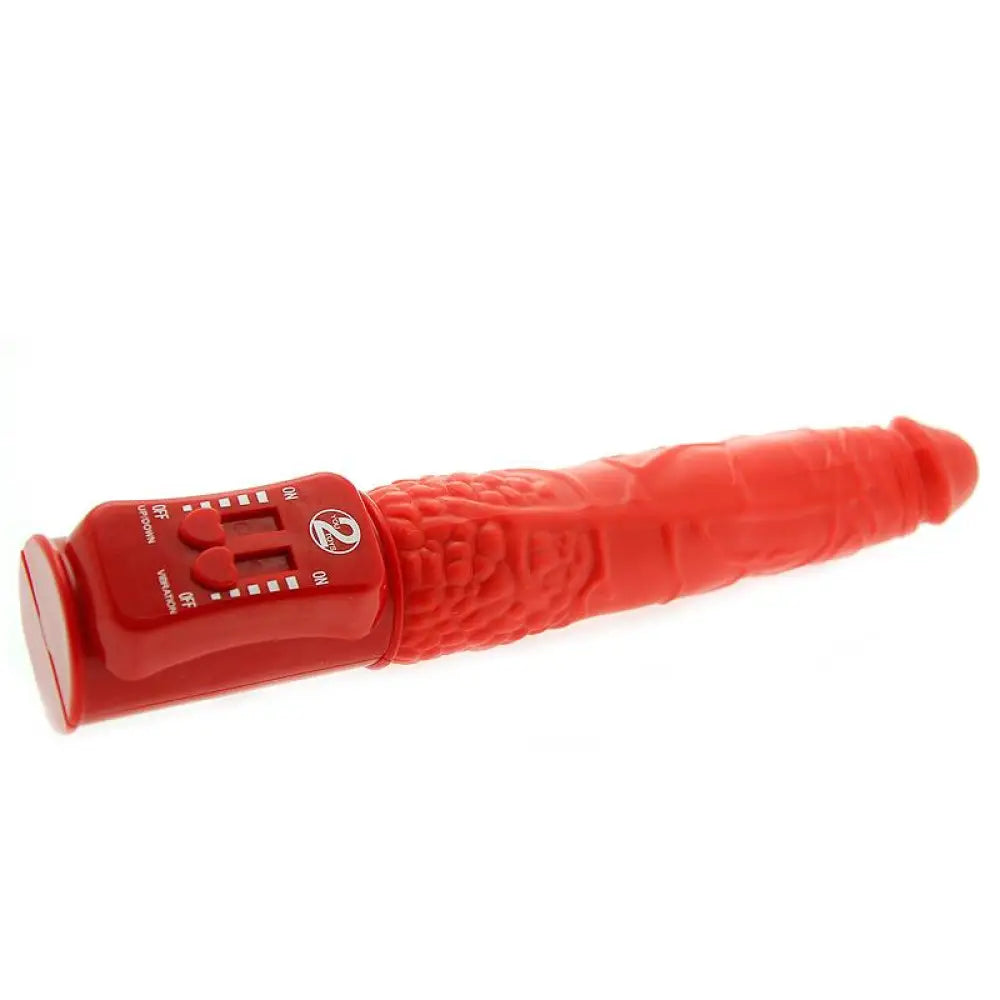 11 inch red push realistic large penis thrusting vibrator - peaches and screams