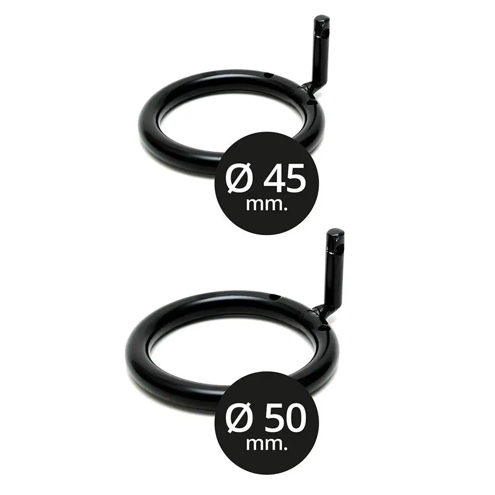 3 inch rimba black metal chastity device with padlock - peaches and screams