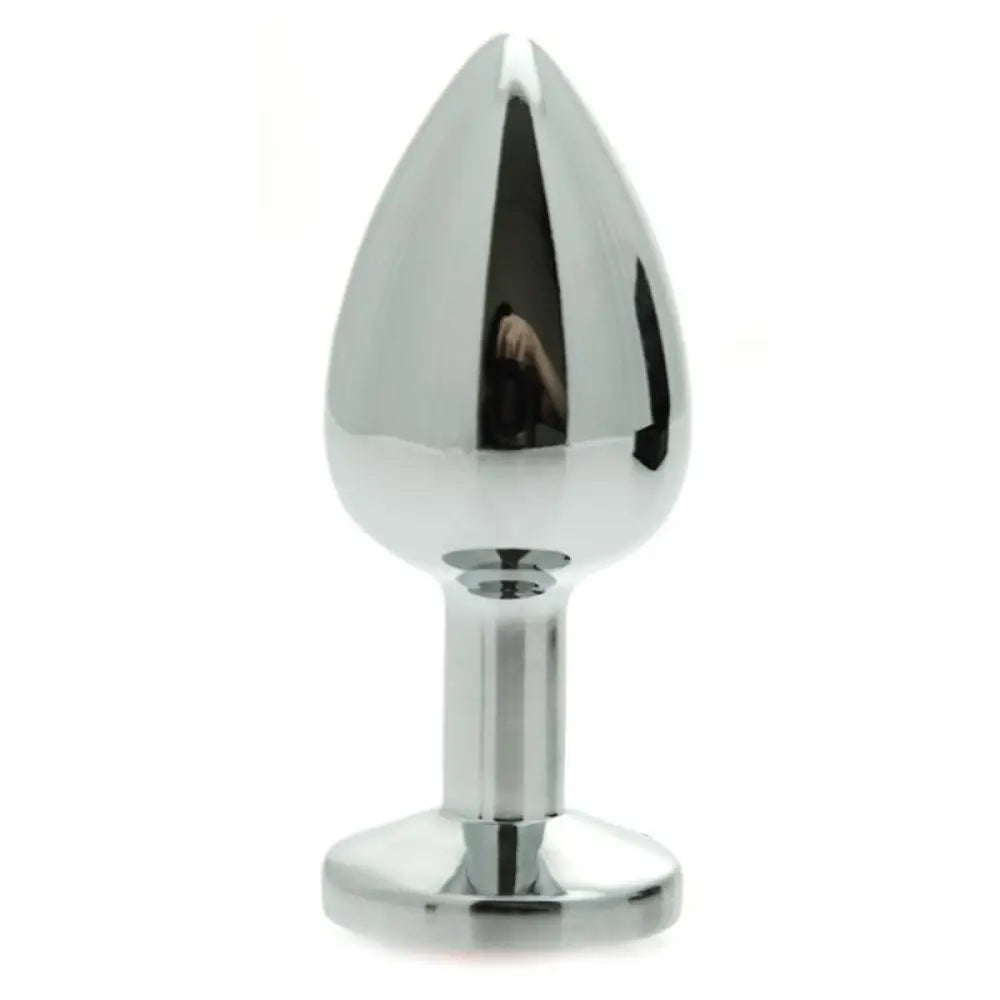 3 inch rimba stainless steel ruby butt plug - peaches and screams