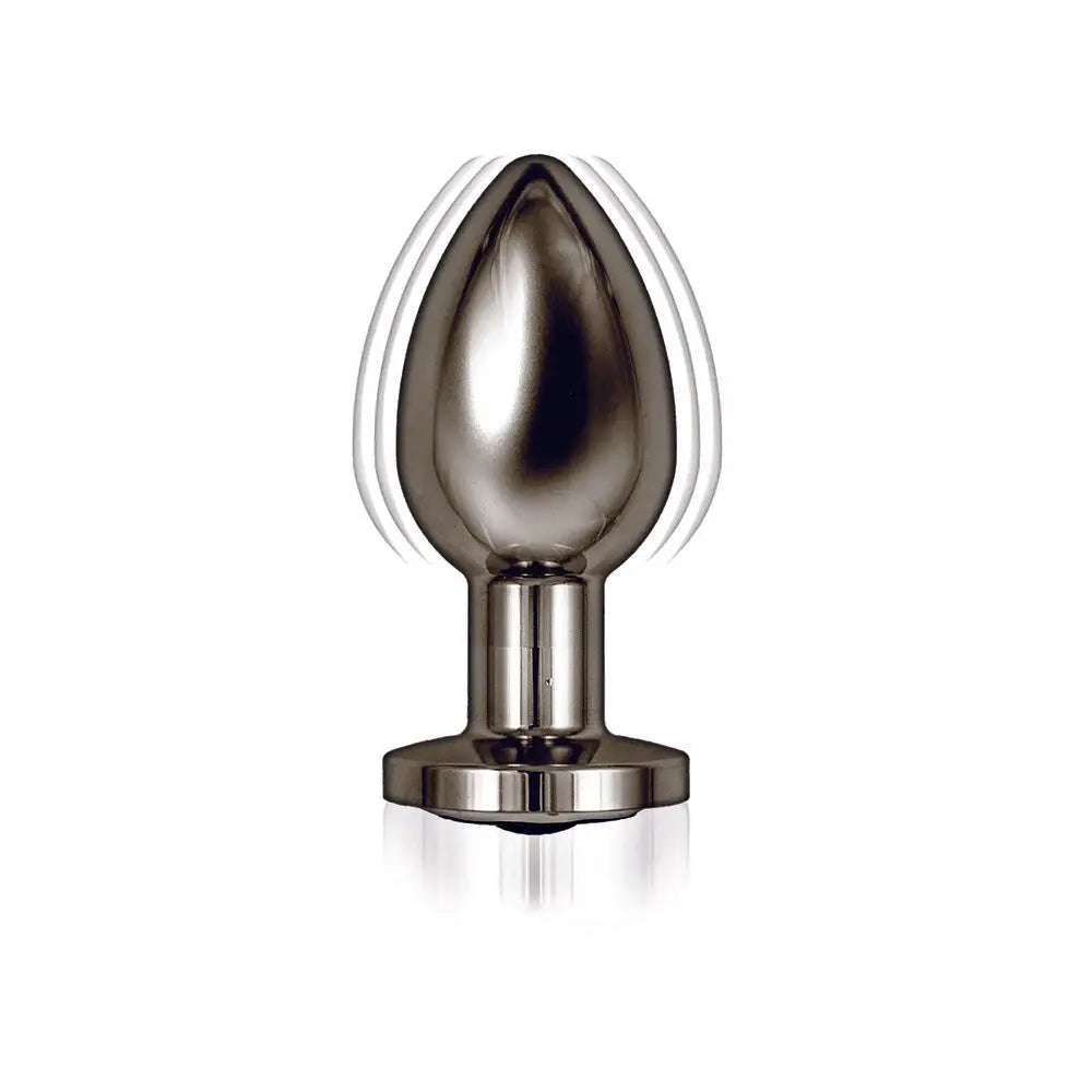 3-inch stainless steel black rechargeable vibrating butt plug - peaches and screams