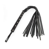 38 inch black leather whip with 18 strings for sensation play - peaches and screams