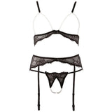 Abierta fina black pearl lingerie set with open cup bra - large - peaches and screams