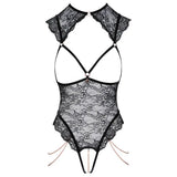 Abierta fina open lace body crotchless lingerie in black - peaches and screams