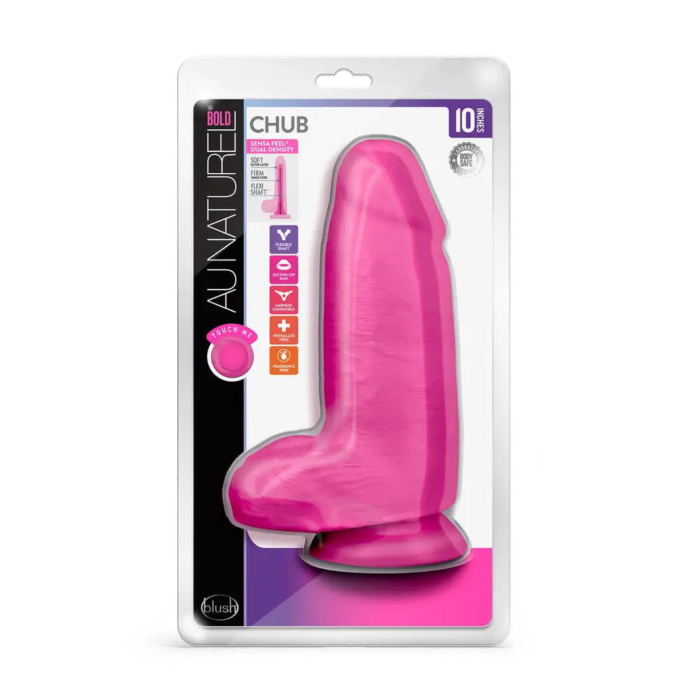 Au naturel bold chub 10 inch realistic dual layer dildo - peaches and screams