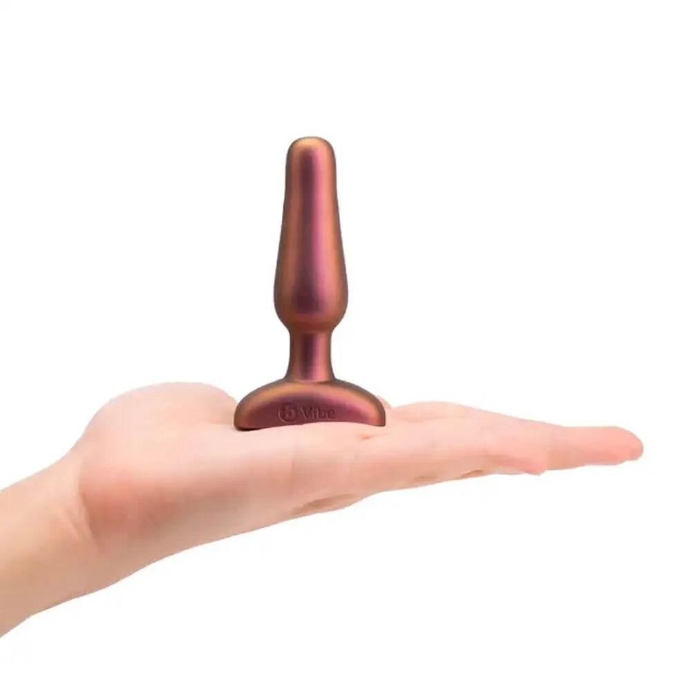 B-vibe purple rechargeable butt plug with remote control - peaches and screams