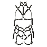 Bad kitty wet look matt bondage 2 piece set - peaches and screams