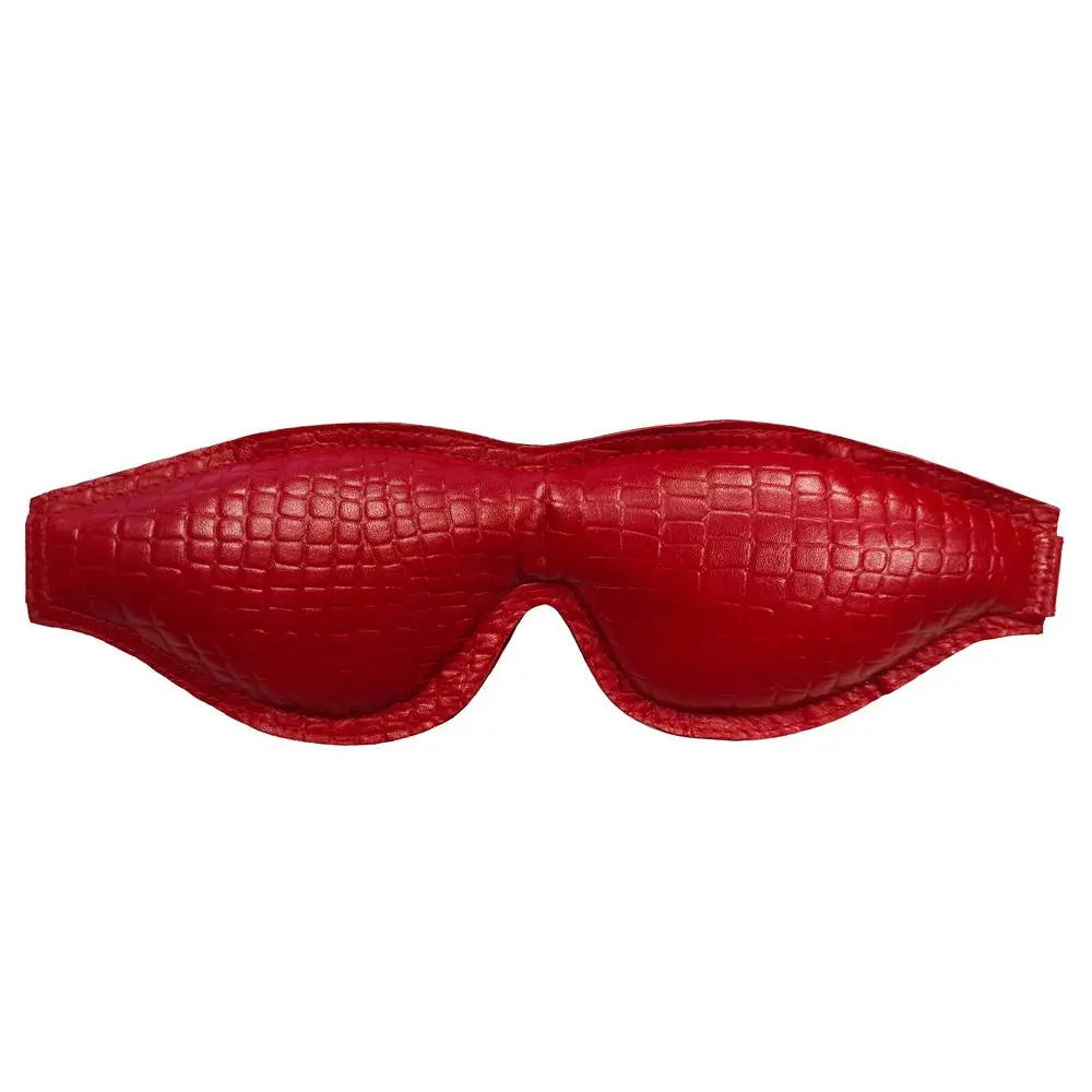 Black and snake print padded leather bondage blindfold - peaches and screams