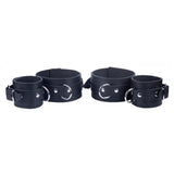 Black bondage arm to forearm leather shackles - peaches and screams