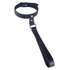 Black bondage leather collar and short leash set - peaches and screams