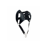 Black bondage leather crop top harness with cock ring - peaches and screams