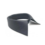 Black bondage leather shirt collar for bdsm play - peaches and screams