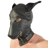 Black leather dog shaped hood with studs and ring - peaches and screams