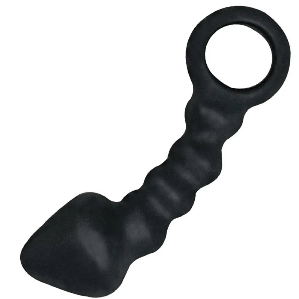 Black waterproof ram anal probe with finger loop 5.5 inch - peaches and screams