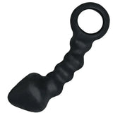 Black waterproof ram anal probe with finger loop 5.5 inch - peaches and screams