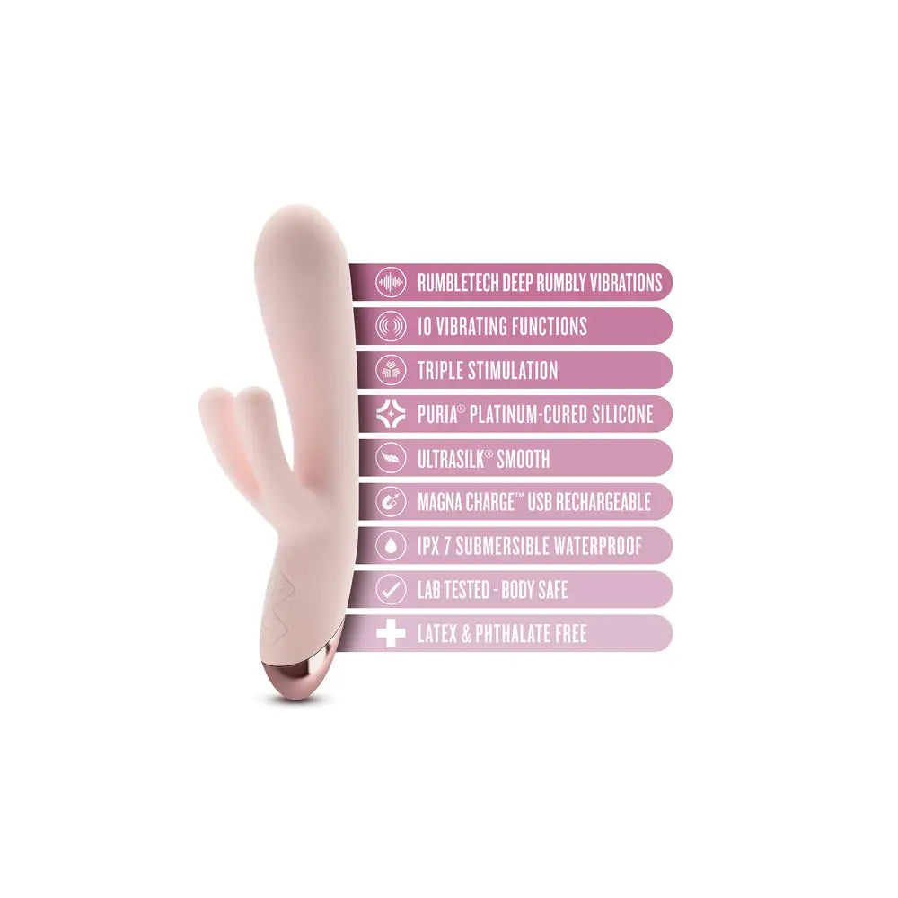 Blush elora pink triple stimulation rechargeable vibrator - peaches and screams