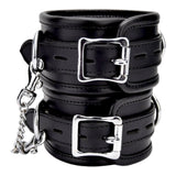 Bound leather ankle restraints - bondage restraints peaches and screams