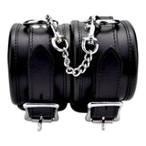 Bound leather wrist restraints - bondage restraints peaches and screams