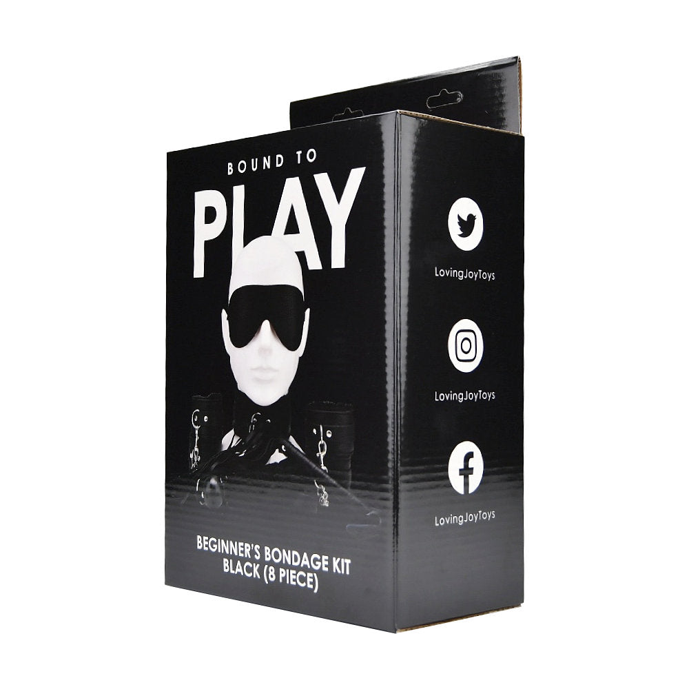 Bound to play beginner’s bondage kit black (8 piece) - sex toy kits peaches and screams