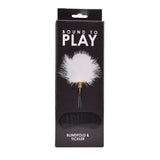 Bound to play. Eye mask and feather tickler play kit - blindfolds peaches and screams