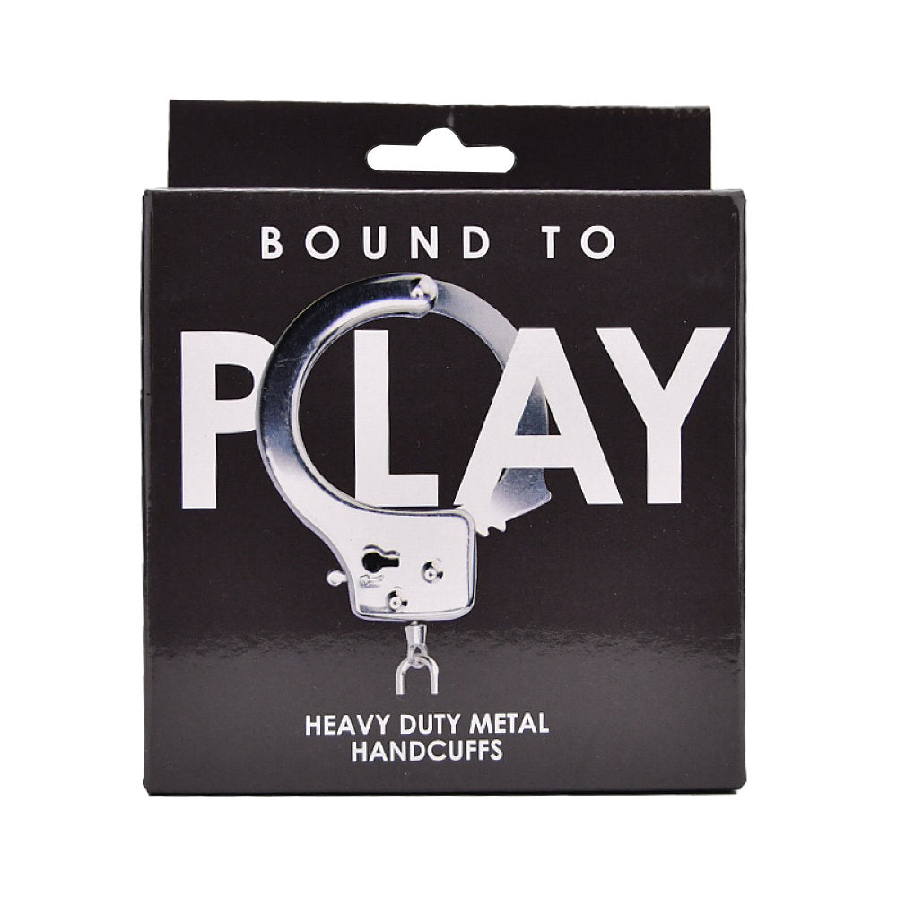 Bound to play. Heavy duty metal handcuffs - bondage restraints peaches and screams