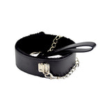 Bound to please furry collar with leash black - bondage restraints peaches and screams