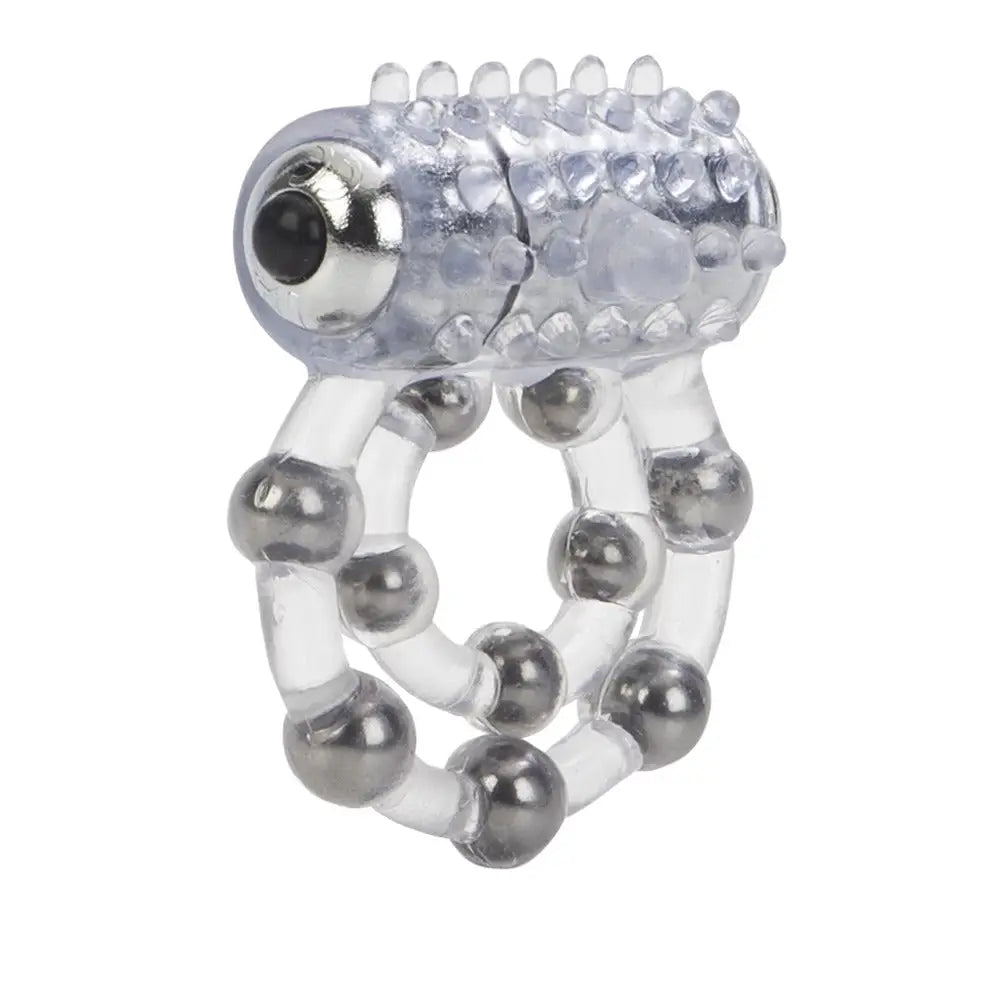 California exotic clear jelly vibrating ring with stroker beads - peaches and screams