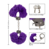 California exotic purple ultra fluffy furry metal cuffs - peaches and screams