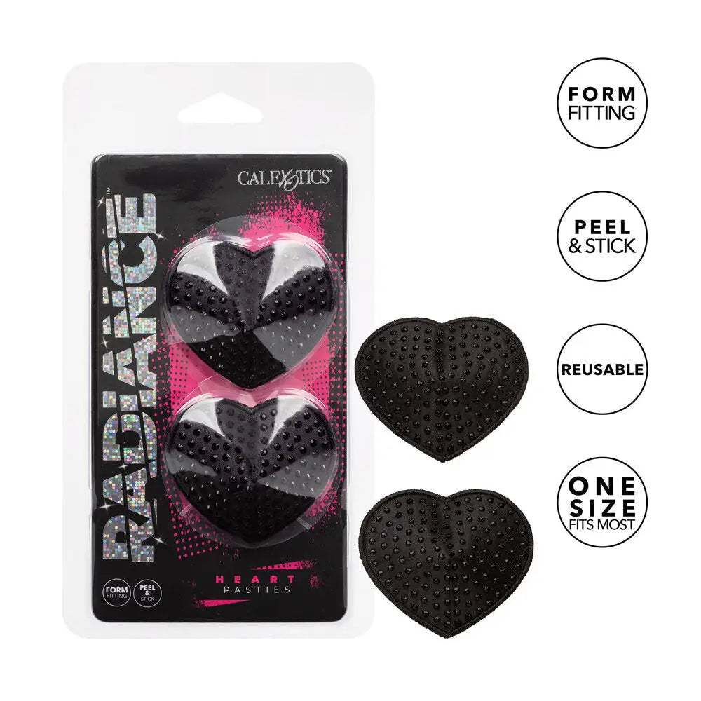 California exotic radiance black heart rhinestone pasties - peaches and screams