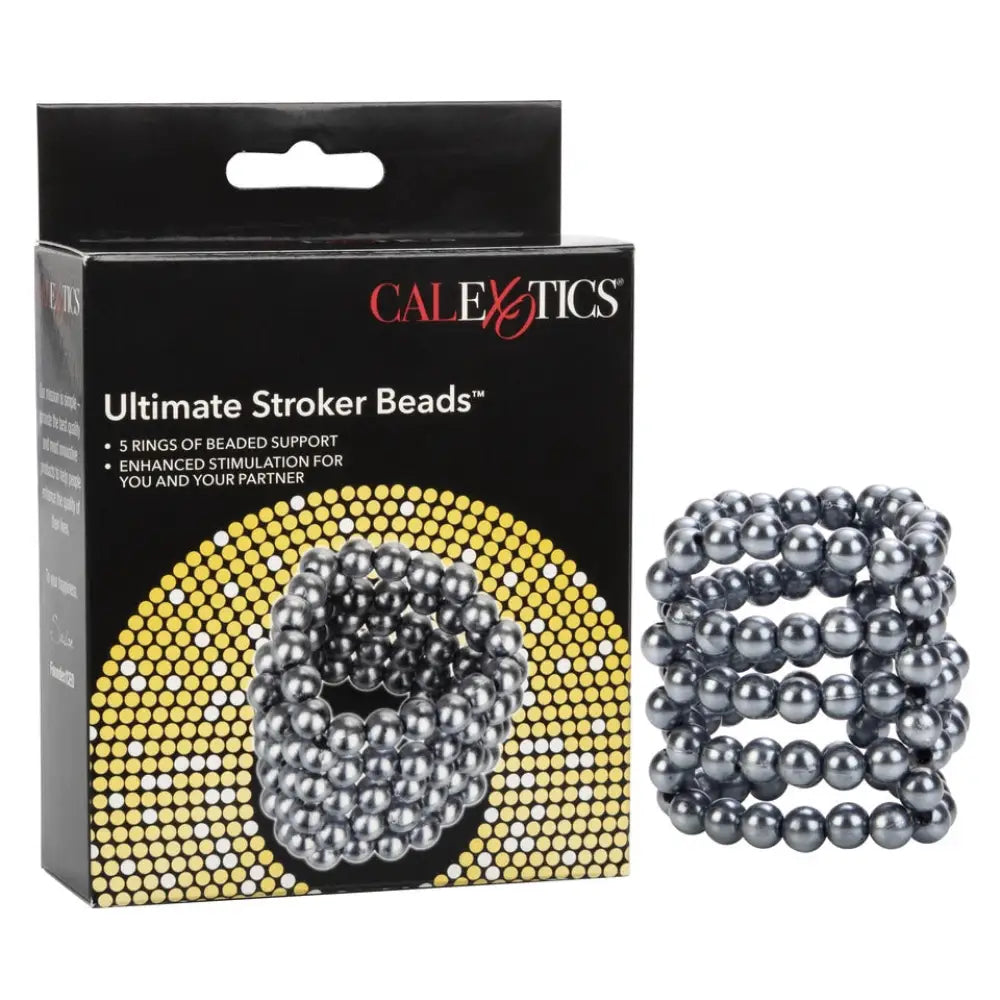 California exotic ultimate silver stroker beads cock ring - peaches and screams