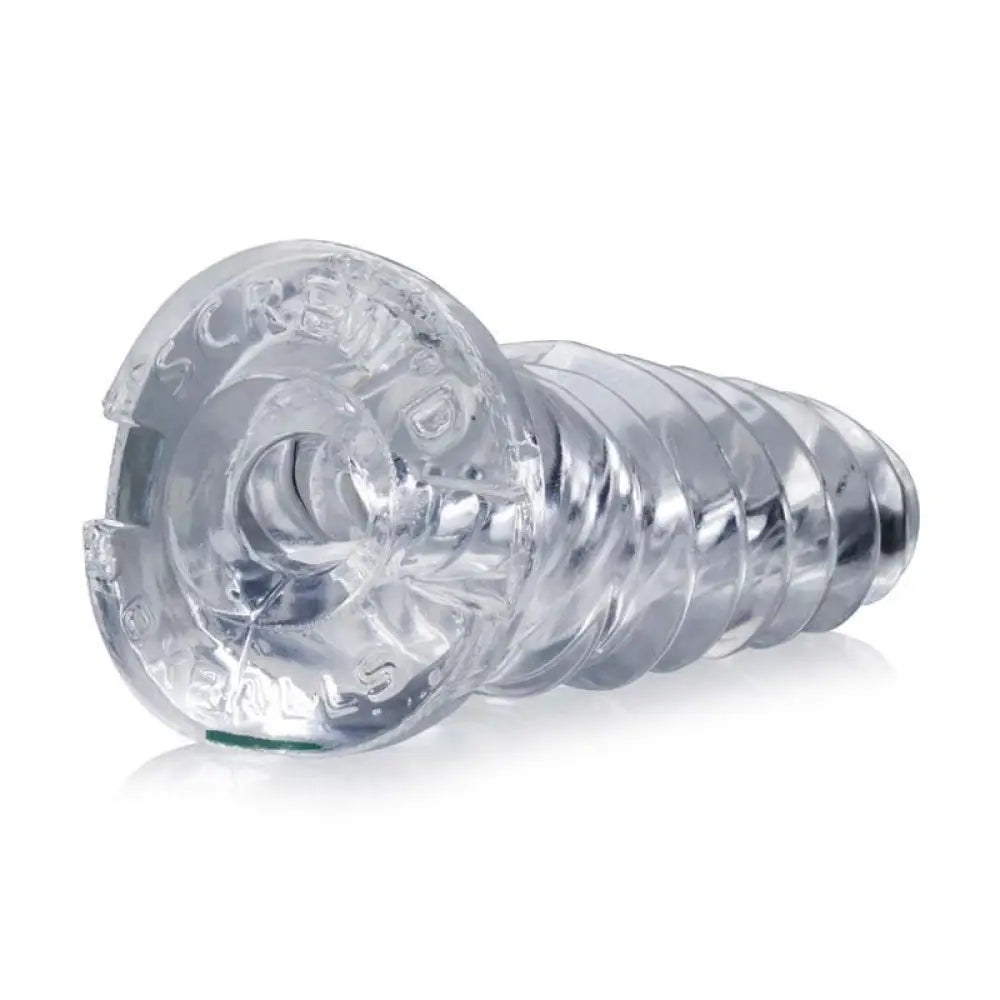 Clear oxballs screwd 7 inch squishy jackoff sheath - peaches and screams