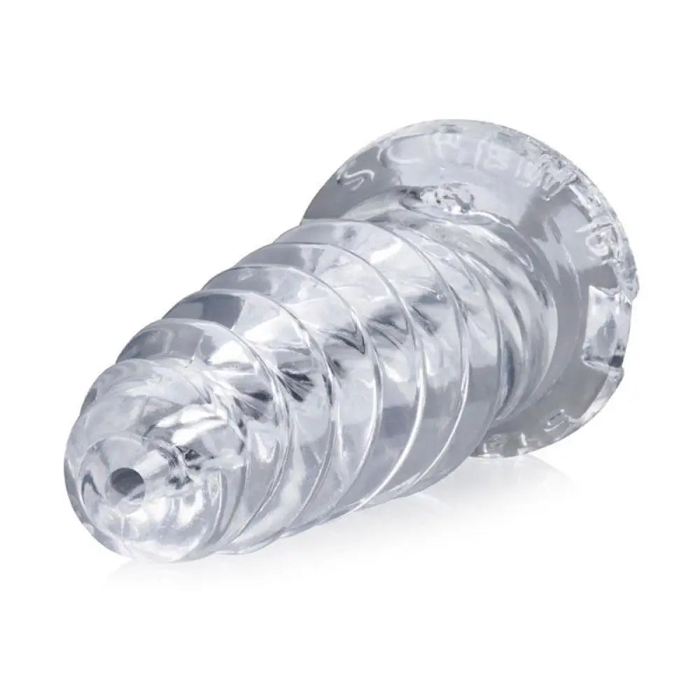 Clear oxballs screwd 7 inch squishy jackoff sheath - peaches and screams