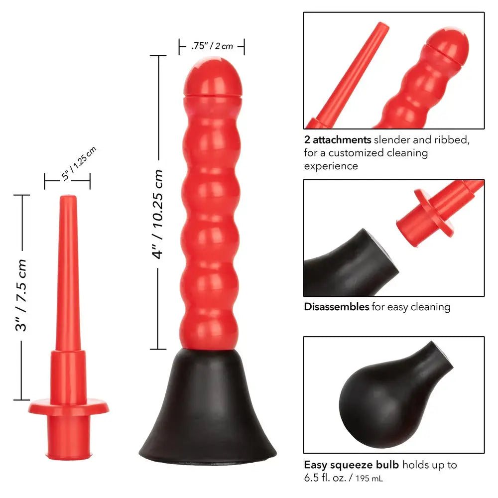 Colt red anal douche with removable nozzle for easy cleaning - peaches and screams