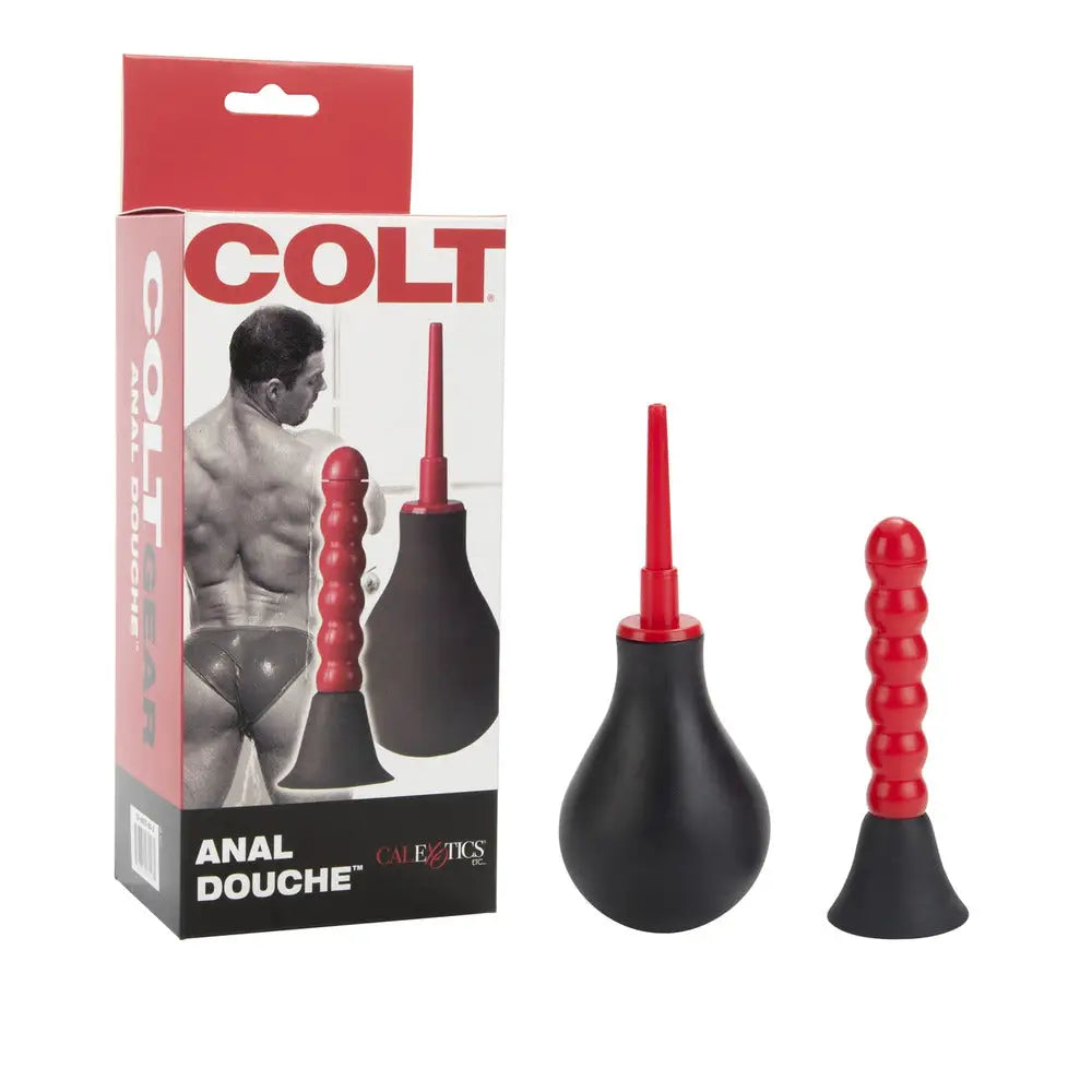 Colt red anal douche with removable nozzle for easy cleaning - peaches and screams