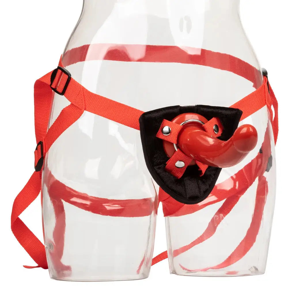 Colt red large 7 inch strap on dildo with adjustable harness - peaches and screams