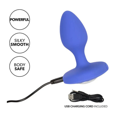 Colt Silicone Blue Medium Rechargeable Vibrating Butt Plug With Gems - Peaches and Screams
