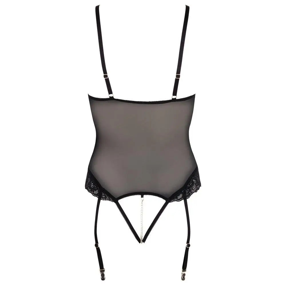 Cottelli black bondage bodysuit with wrist cuffs - x large - peaches and screams