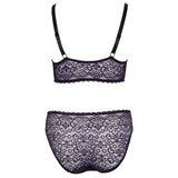 Cottelli nylon stretchy purple lace bra and briefs set - x large - peaches and screams