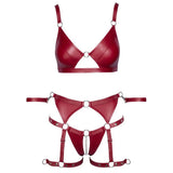 Cottelli red crotchless bondage set with lace and o rings - peaches and screams
