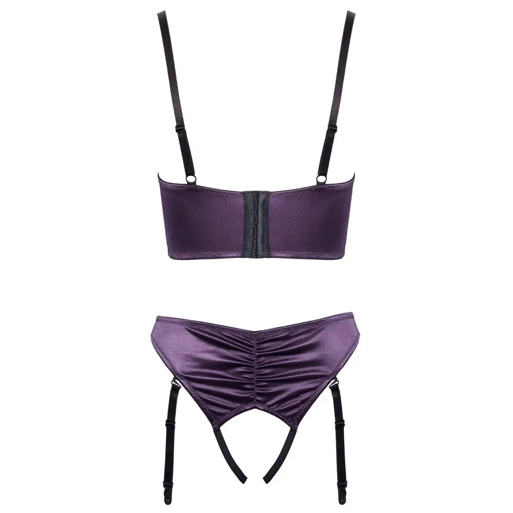 Cottelli satin quarter cup bra and thong lingerie set - peaches and screams
