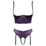Cottelli satin quarter cup bra and thong lingerie set - peaches and screams