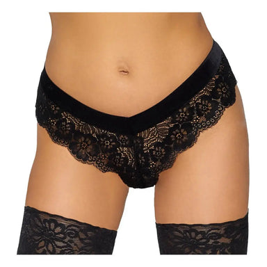 Cottelli Sexy Black Chain Crotch Lace Panties - Small - Peaches and Screams