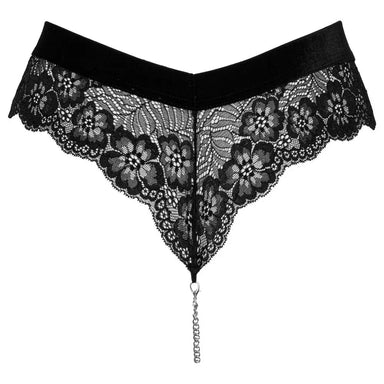 Cottelli Sexy Black Chain Crotch Lace Panties - X Large - Peaches and Screams