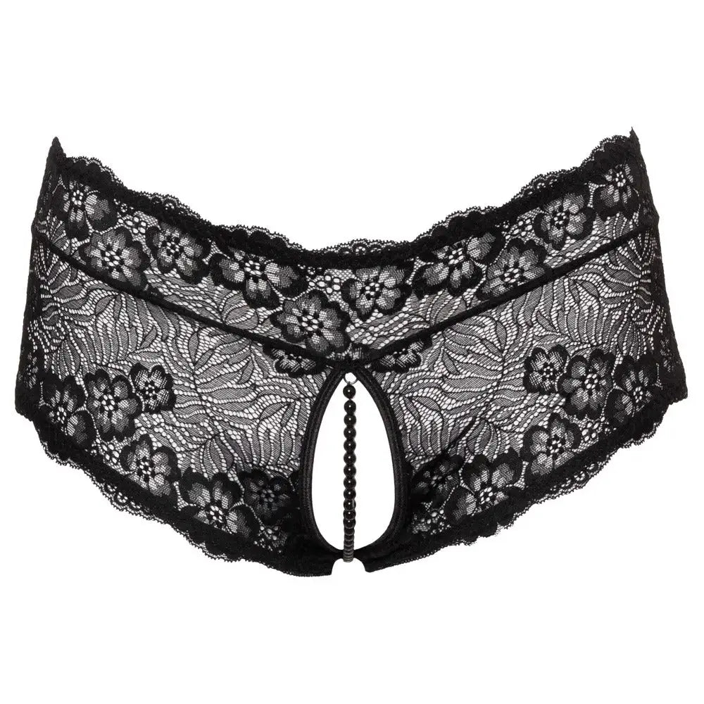 Cottelli sexy black curves panties with pearl chain - x large - peaches and screams