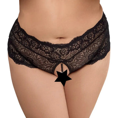 Cottelli Sexy Black Curves Panties With Pearl Chain - XXXL - Peaches and Screams
