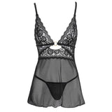 Cottelli sexy stretchy black backless babydoll and thong - small - peaches and screams