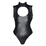 Cottelli sexy wet look bodysuit with hook and eye fastening - medium - peaches and screams